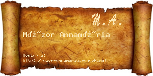 Mázor Annamária névjegykártya